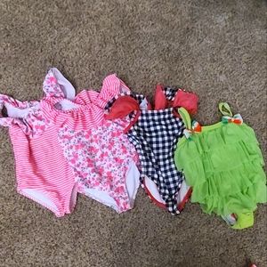 Toddler Girls 3T One Piece Swimsuits and 2 Rash Gaurds